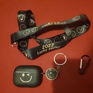 NEW BLACK AIRPODS CUTE WINK SMILEY PRO CASE COVER AIRPOD AIR POD SKIN